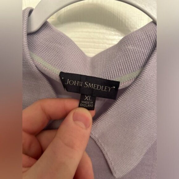 John Smedley Striped Knit Polo Shirt - Picture 2 of 5